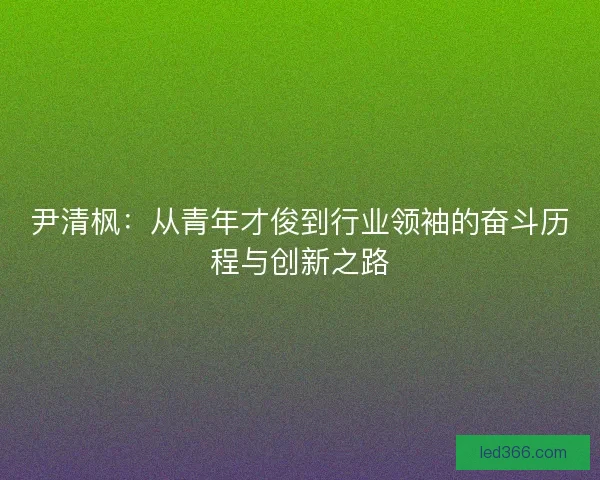 尹清枫：从青年才俊到行业领袖的奋斗历程与创新之路
