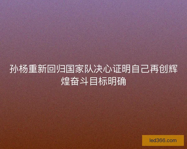 孙杨重新回归国家队决心证明自己再创辉煌奋斗目标明确